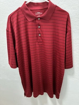 Camisa polo de golf PGA Tour para hombre talla grande roja negra a rayas logotipo bordado Foto 1 de 4