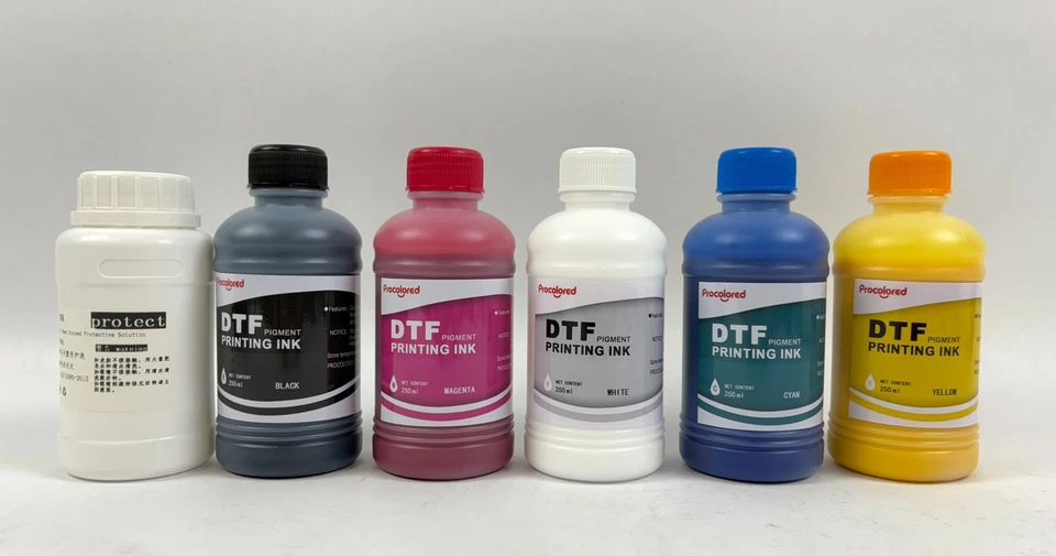 DTF 5 Ink 250ml Bottles and Protective Solution Set for Film Printing - Image 1 of 4