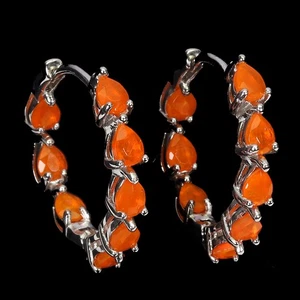 Black Friday 925 Sterling Silver Earrings Pear Orange Opal 4x3mm Jewelry - Picture 1 of 13