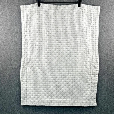 Peacock Alley Quilted Striped Pillow Sham- White Gray X- Thick Cotton- Large - Image 1 of 4