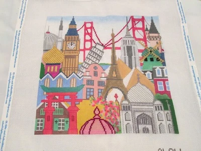 WORLD PEACE-AMANDA LAWFORD-HANDPAINTED NEEDLEPOINT CANVAS - Image 1 of 2