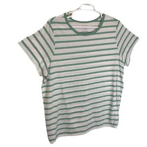 Torrid Sz 4 Plus Size Super Soft Crew Neck Short Sleeve Tee Green White Stripes - Picture 1 of 12
