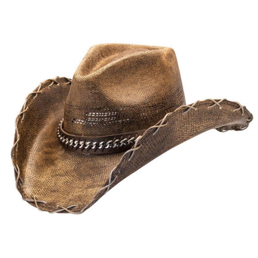Stampede Hats - Black Stained Cowboy Hat with Chain Hat Band | eBay