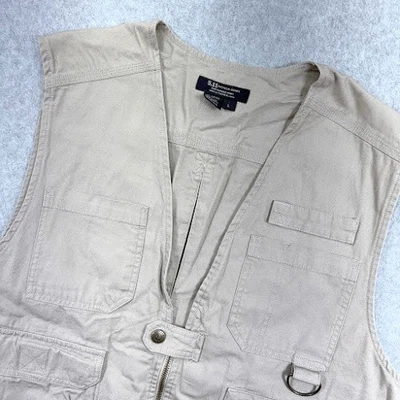 5.11 Tactical Series Vest Mens L Khaki Utility Fishing Camp Work Cargo Pockets - Image 1 of 4