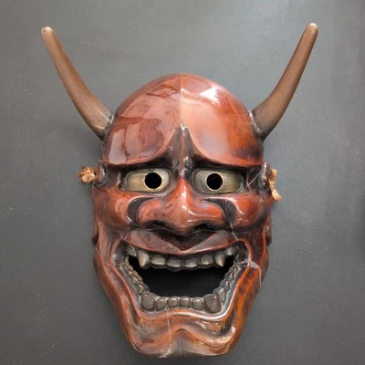 Máscara Yokota Kiyomi saku Noh Oni máscara demônio madeira natural artes esculpidas à mão - Imagem 1 de 4