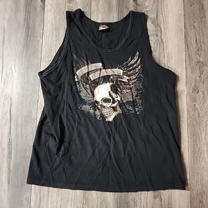 HARLEY DAVIDSON Motorcycles Grand Long Island NY Black Tank Top SIZE L - Picture 1 of 4