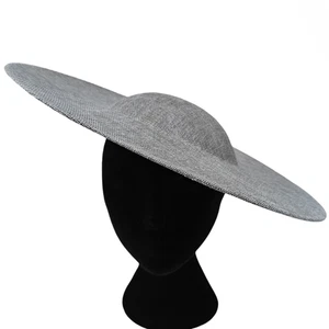 grey large wide brim DIY fascinator base wedding hat Kentucky Derby Ascot - Picture 1 of 4