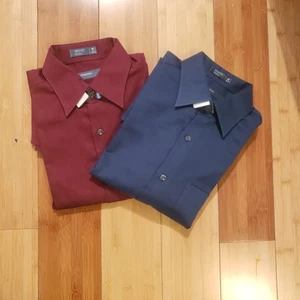 2er Set Perry Ellis Portfolio Hemden Gr. 15,5 100% Baumwolle blau/rotbraun - Bild 1 von 5