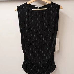 Dylan Ryan Black Sleeveless Top With Subtle Metallic Dotted Pattern - Size L - M - Picture 1 of 14