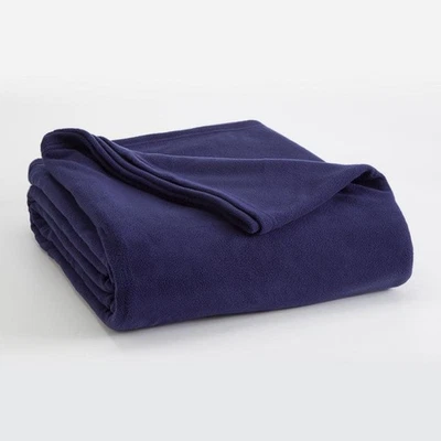 Microfleece Full/Queen Blanket Navy Blue - No-Pill Polyester - Machine washable - Image 1 of 4