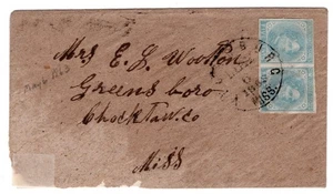 Vicksburg MS Konföderierter Bürgerkrieg schönes Paar mit 4 Rand nach Greensboro Stempelglanz - Bild 1 von 3