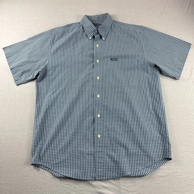Camisa Chaps Ralph Lauren Para Hombres M Azul A Cuadros Manga Corta Abotonada De Colección Y2K Foto 1 de 4