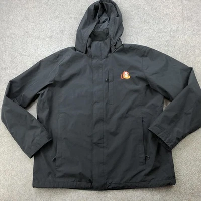 L.L.Bean Jacket Mens XL Black Hooded Rain Shell Zip Pockets Embroidered Logo - Image 1 of 4