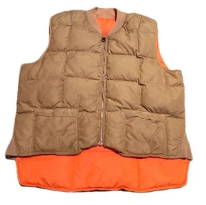 Montgomery Ward Men's Vintage Reversible Quilted Puffer Down Vest Size Large - Picture 1 of 14