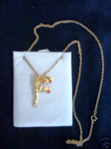 New LETTER F  Erte Gold ART DECO Necklace NIB - Picture 1 of 1
