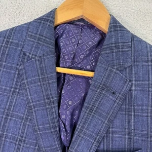 Ted Baker London Karo Blazer Endurance Sport Mantel Blau Lila Herren 38s Leinen - Bild 1 von 11