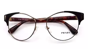 Gafas PRADA VPR 61T DHO-101 marcos marrones llantas doradas lente transparente 52-18-135 - Imagen 1 de 7