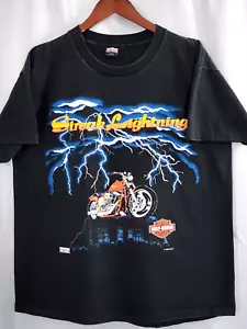 Vintage Harley Davidson T Shirt 90`s STREAK LIGHTNING USA Tag L - Picture 1 of 9