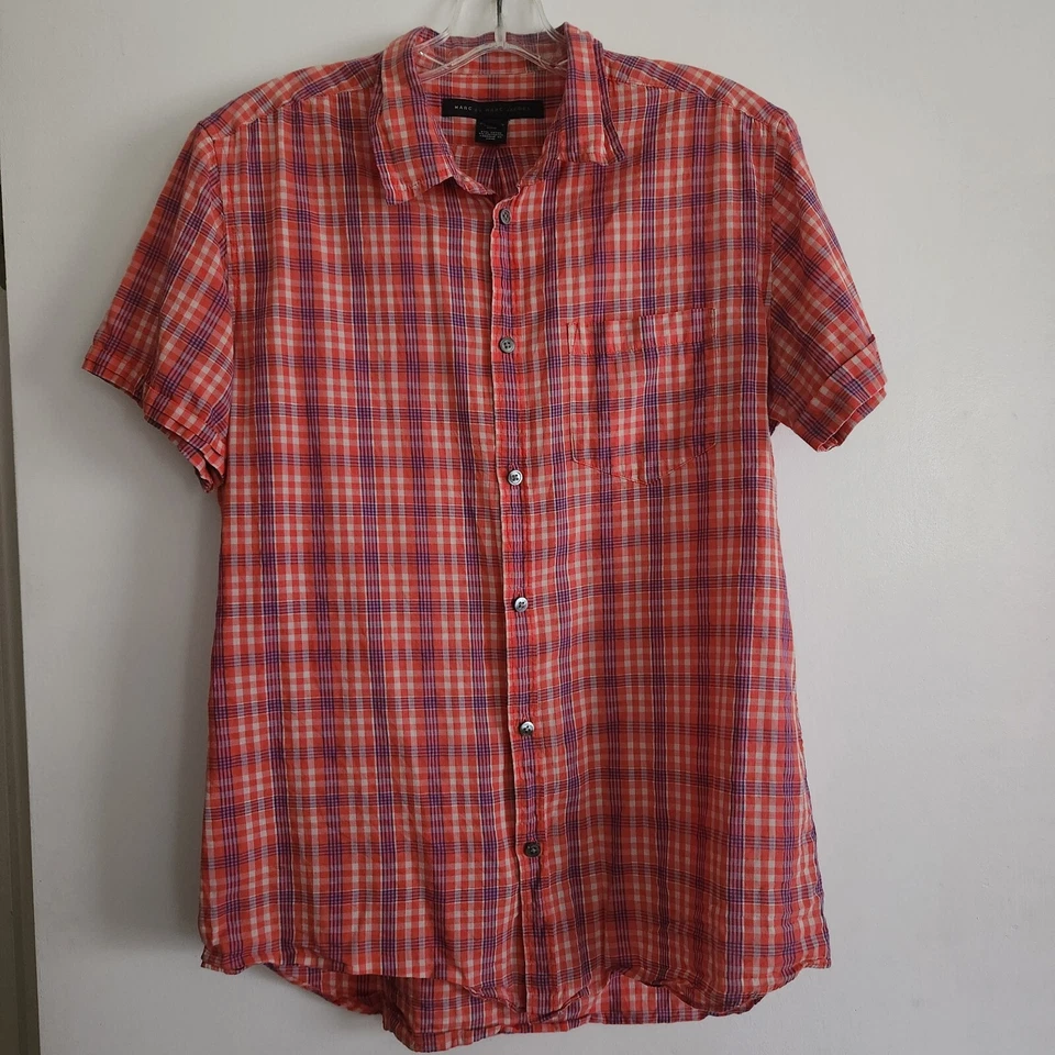 Camisa Marc By Marc Jacobs Para Hombre Med Cuadros Coral Rojo Foto 1 de 4