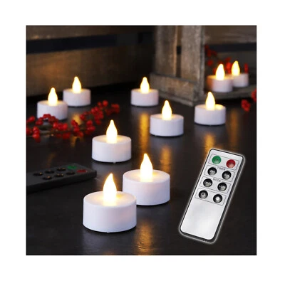 10x LED Teelichter Fernbedienung Timer Lichttüten Lichtertüten Windlicht Kerzen - Bild 1 von 4