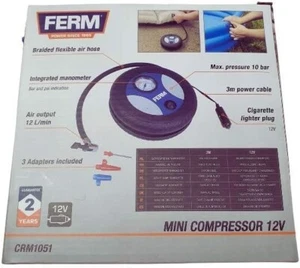 "FERM" Mini KOMPRESSOR für den schnellen Einsatz im Notfall Reifen Schlauchboote - Bild 1 von 4