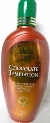 BRONCEADOR CHOCOLATE TENTATION CON LOCIÓN DE CAMA DE BRONCEADO DE CÁÑAMO DE BELLEZA SUECA RARO Foto 1 de 2