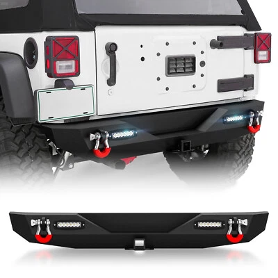 Rear Bumper for 2007-2018 Jeep Wrangler JK JKU Unlimited Paintable Armor D-Rings - Image 1 of 4