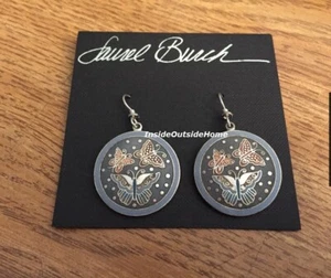Pendientes Laurel Burch Mariposas Multicolor Cloisonne Tono Plata RETIRADOS Nuevos - Imagen 1 de 3