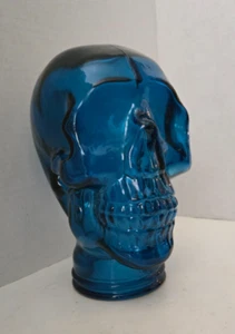 Blue Glass Life Size Skull Mannequin Head - Picture 1 of 11