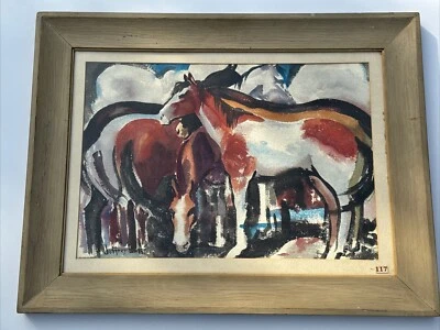 PINTURA JEFFREY LUNGE MEDIADOS DE SIGLO ESTILO HORSS WPA EXPUESTA EN MUSEO PASADENA Foto 1 de 4