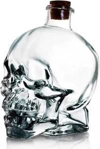 Skull Glass Decanter Bottle with Airtight Stopper - Whiskey Decanter for Wine, - Picture 1 of 12