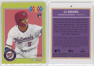 2022 Topps Brooklyn Collection Chartreuse /99 CJ Abrams #18 Rookie RC