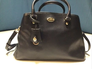 COACH F34607 Margot Carryall Navy Crossgrain Leather Crossbody Satchel Purse - Picture 1 of 24