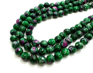 Cuentas de piedras preciosas redondas facetadas jaspe color zoisita rubí rojo verde 8 mm RNF132-27 - Imagen 1 de 3