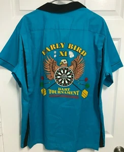 EARLY BIRD XI Dart Tournament Men Short Sleeve Button Front Shirt XL Hilton NEW - Picture 1 of 8