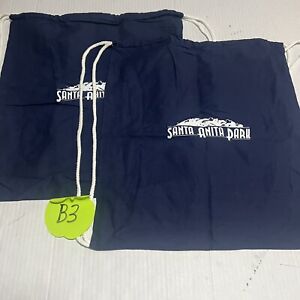 2 Santa Anita Race Track Drawstring Bags Blue White Arcadia California Medium