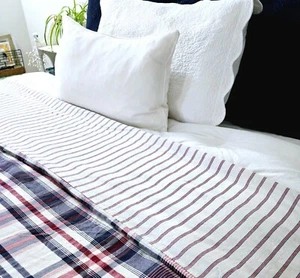RARO piumino vintage TOMMY HILIGER doppio rosso bianco blu a quadri righe reversibile cotone - Foto 1 di 19