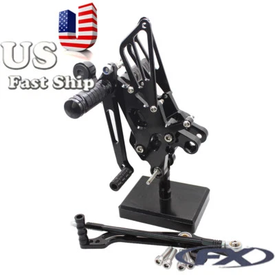 EUA Stock Fit YAMAHA YZF R6 2006-2014 2013 12 Rearsets Apoios para os Pés Preto - Imagem 1 de 4