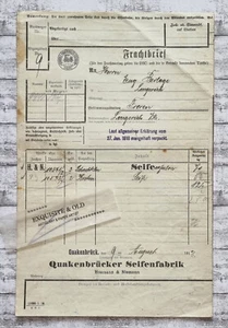 1913 Seifenfabrik Husmann Quakenbrück Berlage Freren Frachtbrief Eisenbahn alt - Picture 1 of 3