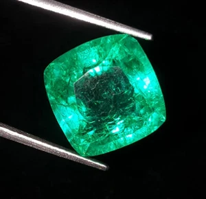 Natural Colombian Green Emerald Loose Certified 8.82 Ct Gemstone Cushion Cut Gem - Picture 1 of 9