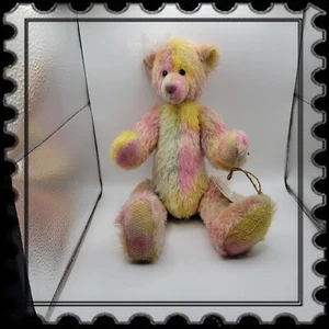 💥Russ Mohair Teddy Bear 13” LE 2679/10,000 Pink Yellow Green Easter Colors !💥 - Picture 1 of 5