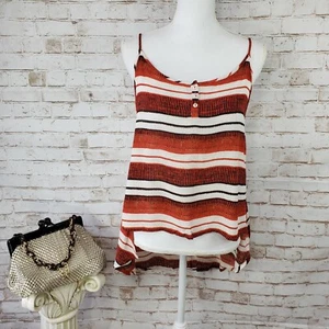 NWT Jack by BB Dakota Size S Dobson Red/Orange Striped High Low Tank Top Blouse - Picture 1 of 12