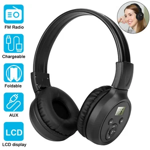 Personal Wireless Stereo FM Radio Headphones Over-Ear Headset Foldable Receiver - Picture 1 of 10