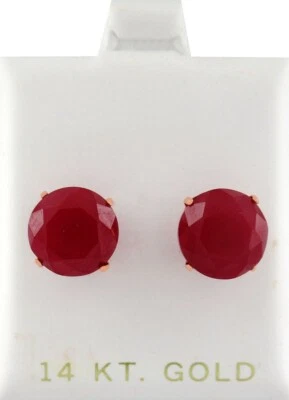 GENUINE 10.28 Cts RUBY STUD EARRINGS 14K ROSE GOLD - Free Certificate Appraisal - Image 1 of 4