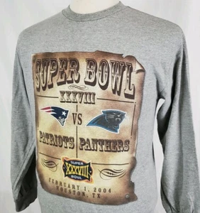 Vintage Super Bowl XXXVIII 38 Panthers vs Patriots T-Shirt Herren Medium Baumwolle - Bild 1 von 12