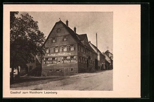 Leonberg, Ansichtskarte, Straßenpartie mit Gasthof zum Waldhorn - Picture 1 of 2