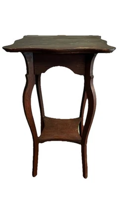 Antique Art Nouveau Pedestal Side Occassional Table Plant Bonsai Stand Two Tier - Image 1 of 4