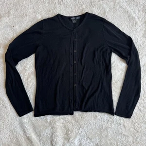 August Silk Womens Sweater Black Cardigan Long Sleeve Light Weight Silk Sz S - Picture 1 of 10