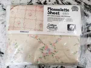 Vintage Baumwollmischung Blumen Flanell Spannbetttuch Doppeltuch Lätzchen Neu aus altem Lagerbestand USA CottageCore - Bild 1 von 4