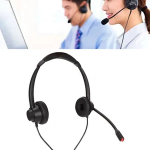 2.5mm Business Headset Binaural Corded Headset with HD Mic for Home Office - Zdjęcie 1 z 12